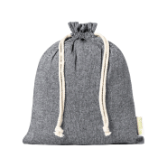 Sac publicitaire - Sac à provisions en coton recyclé - Fermeture à cordon - 120 g/m² - Noir - 35g_1