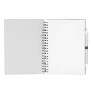 Bloc-notes à spirales - 70 pages non lignées en papier recyclé - Stylo bille assorti - Encre bleue_1