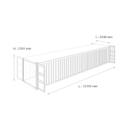 Conteneur tunnel 40 pieds double door avec deux accès - Longueur 12m - Surface 66m3 - adapté à des projets sur mesure : ateliers, tunnels, stockage compartimenté_1
