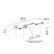 Grande table de réunion rectangulaire TAK - Mobel Linea. - Oui, 300, Chêne grisé_1