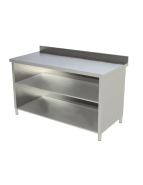 Meuble inox adossé ouvert avec étagère réglable - 2000x700x850/950 mm - FABRIQUÉ EN ITALIE - Réf. MMN2070_1