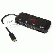 ROLINE Hub USB 3.2 Gen 1, 3 ports, type C, 1 port Cardreader_1