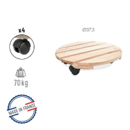 Roule-plante en bois rond brut - Basics - 37,5 cm - Socle roule-plantes_1