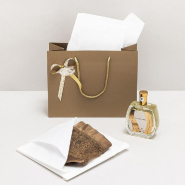 Sac papier luxe métallisé laiton poignées cordelières 23x10x18cm - par 12_1