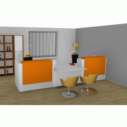Banque d'accueil Z2 pour deux personnes avec accès bas - Officity - Orange, Blanc, 426_0