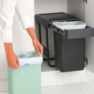 Poubelles encastrables Brabantia Sort & Go - 2 x 15 Litres - Dark Grey - Tri des déchets discret_1