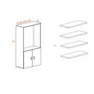 Armoire haute ouverte avec portes battantes - H 197 cm - Largeur 60 à 120 cm - 6 niveaux de rangement - Bois mélaminé_1