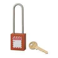 Cadenas de consignation loto lockout tagout 38 mm anse haute inox ø 4,76 orange