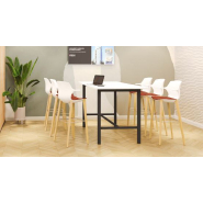 Table de réunion avec piètement métallique et repose-pieds intégré - PALMA - Plateau mélaminé, stratifié ou fibres_1