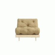 Fauteuil convertible futon ROOTS - pin naturel - coloris beige blé - couchage 90 x 200 cm - design japonais et scandinave_1