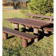 Table publique rustique en plastique recyclé - Longueur 200 cm - Gamme forestière TAUNUS - ADS EQUIPEMENTS EURL - Pieds monobloc et sans écharde_1