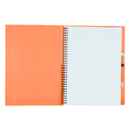 Bloc-notes - 80 pages non lignées en papier recyclé avec stylo assorti - A4 - Encre bleue - Couleur orange_1