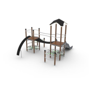 Structure multi-jeux 3 à 12 ans - UniPlay Assid - 8071397 - Hags - Poteaux bois - Vert - Sols fluents_1