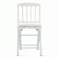 Lot de 2 chaises pliantes Napoléon III - Bois de hêtre vernis - Galette amovible - Usage intérieur/extérieur_1