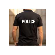 Polo noir manches courtes imprime police - Militaires, Gendarmerie, Police et Sécurité_1