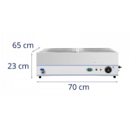 Bain-marie - 6 bacs gn 1/3 - avec table et robinet de vidange_1