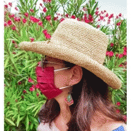 Masque lavable en soie imprimée mini pois doublé coton - bordeaux - Made in France_1