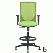 Tabouret avec dossier résille ELLY - Réglable hauteur, Vert_1