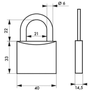 Cadenas à clé type 1 - 40 mm - Corps laiton monobloc - Anse acier cémenté nickelé - Thirard_1