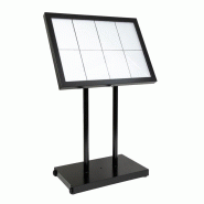 Porte-menu à LED blanches en acier noir 8xA4 avec poteau et socle | Securit - CX074_1