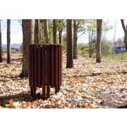 Poubelle publique Salou PA641 - structure métallique et lattes en bois tropical finition acajou_1