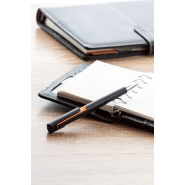 Stylo à bille en plastique - décoration colorée et embout chromé - encre bleue_1