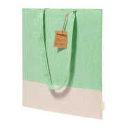 Tote bag - bicolore en coton recyclé 120 g/m² avec anses longues et étiquette distinctive_1