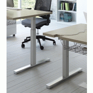 Bureau individuel réglable en hauteur Yan - MDD - Alu, Aluminium satiné, 120 x 80 cm_0