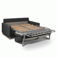 Canapé convertible OGGETTO - Matelas 16 cm - Système express - Sommier à lattes 160 cm - Microfibre gris graphite_1