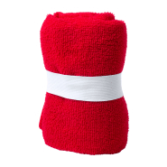 Serviette en microfibre 160 g/m² - rouge - 55 g avec passant en caoutchouc_1