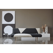 Innovation Living - Canapé lit design Unfurl convertible 200x120 cm - Tissu bouclé Black Raven & Off White_1