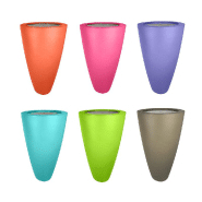 Lot de 6 pots coniques 3 en 1 - Pot de fleurs, mange debout, seau à champagne - Polyéthylène blanc - Fabrication française_1