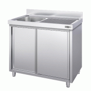 Plonge inox 1 bac et égouttoir sur placard - P 700 mm - 1000 mm bac à gauche_1