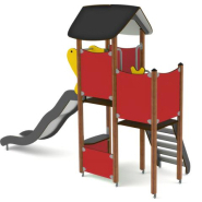 Structure multi-jeux Unimini Jarro - 3 à 5 ans - 8046525 - Hags - Poteaux bois et panneaux HPL_1