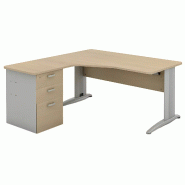 Bureau d'angle compact angle arrondis - caisson hauteur bureau et passe-câbles So Enix_1