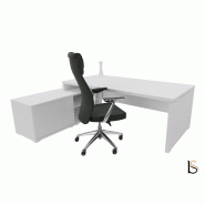 Bureau monochrome TAK avec rangement intégré - Mobel Linea - 185, Blanc, Gauche_2