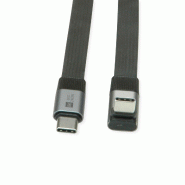 ROLINE Câble USB4 2.0 plat, C–C, M/M, un côté coudé à 270°, 8K UHD-2, 80Gbit/s, 240W, noir, 0,8 m_1