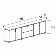Arm. 4 portes - 2 étag. - 2 tiroirs doss. Sus. (L : 300 cm x P : 42 cm x H : 76,60 cm) So Laroya_1