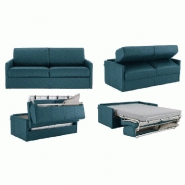 Canapé lit express Sun Elite en velours bleu Turquoise - Sommier à lattes 140 cm - Matelas mémoire de forme 16 cm_1