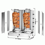 Grill Döner kebab gaz double 2x4 brûleurs max 120 kg avec tôle de protection - moteur en bas_1