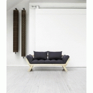 Banquette méridienne futon BEBOP - Pin naturel - Coloris gris foncé - Couchage 75x200 cm - Convertible et design_1
