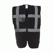 Gilet de sécurité noir - haute visibilité - marquage réfléchissant SECURITE - du S au 5XL_1