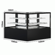 Vitrine réfrigérée d'angle pour pâtisserie MADRID - 1500 mm - 2 étagères - Noir_1