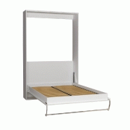 Armoire lit escamotable SMART-V2 - structure blanc mat, façade gloss blanc brillant, couchage 160x200 cm_1