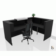 Banque d'accueil d'angle Delta Plus avec réhausse - Mobel Linea - 184, Blanc mat, Gauche, Noir, Non_2