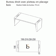 Bureau droit X10- Officity - Non, Noyer américain, 250 x 100 cm_1