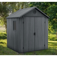 Abri jardin résine aspect bois Darwin 66 - 3 m² - gris_1
