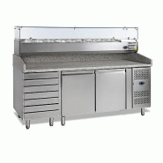 Table de préparation pizza en granit - 2 portes 60/40 et tiroirs | Tefcold - PT1310_1