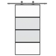 Vidaxl porte coulissante noir 102,5x205 cm verre trempé aluminium 155221_1