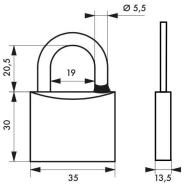 Cadenas à clé type 1 - 35 mm - anticorrosion - laiton monobloc - marque Thirard_1